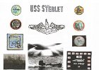 Various pictures of the USS STERLET (SS392) over the years and assorted patches-flags -Sterlet BANNER WITH PATCHES